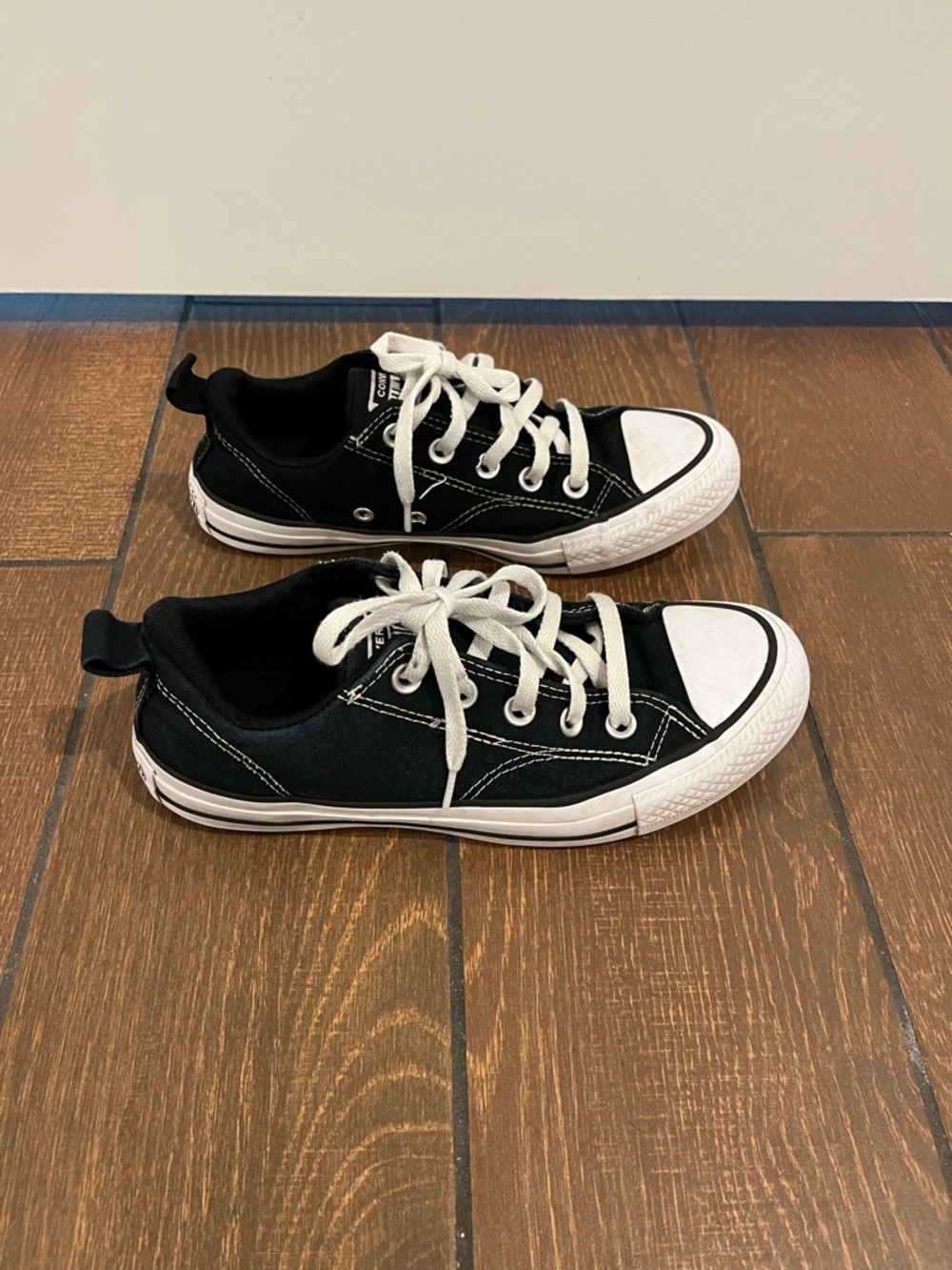 Black Converse Low-Top Sneakers with White Accents